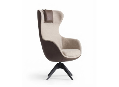 Loungesessel Beige Braun Drehbar Modern Ohrensessel Designer Komfort