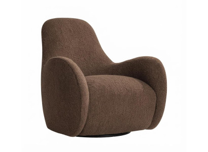 Loungesessel Braun Modern Polstersessel Holzgestell Rund Komfortabel