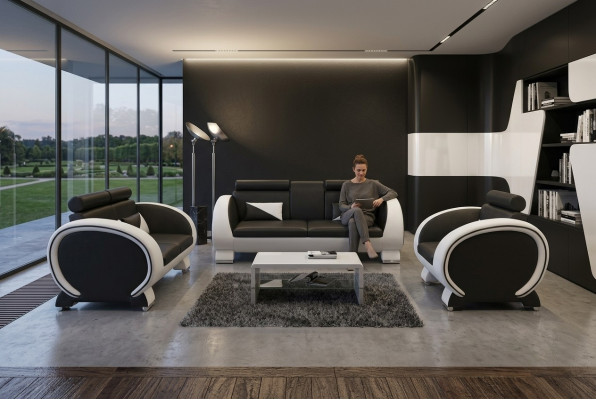 LEATHER SOFA LEATHER SOFA DESIGNER SOFA SUITE 3+1 COUCH UPHOLSTERED SUITE UPHOLSTERED SOFA