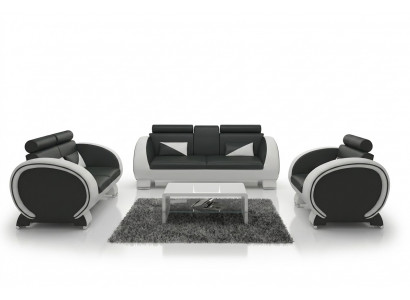 LEATHER SOFA LEATHER SOFA DESIGNER SOFA SUITE 3+1 COUCH UPHOLSTERED SUITE UPHOLSTERED SOFA