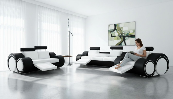 LEATHER SOFA 321 SOFA SET SEATER RELAX UPHOLSTERED SUITE COUCH COUCH SET