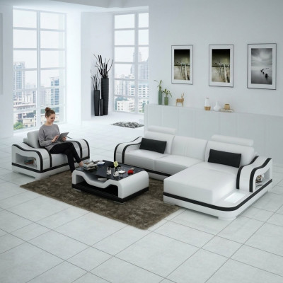 Leather sofa couch living landscape corner sofa + armchair corner suite modern G8030E