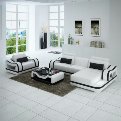 Leather sofa couch living landscape corner sofa + armchair corner suite modern G8030E