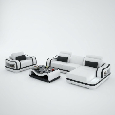 Leather sofa couch living landscape corner sofa + armchair corner suite modern G8030E
