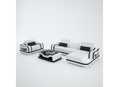 Leather sofa couch living landscape corner sofa + armchair corner suite modern G8030E