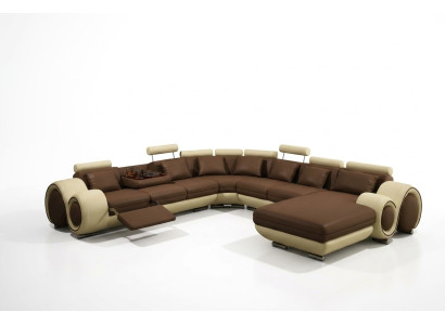 Leather sofa, corner sofa, sectional sofa, couch, upholstered leather seating set, living area.