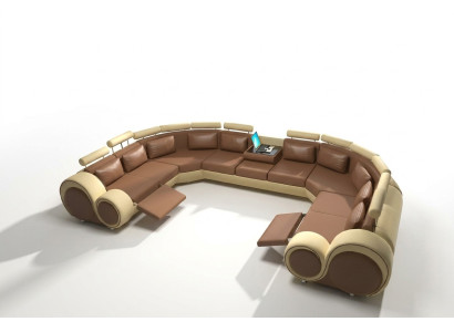 Leather sofa upholstery couch living area leather textile sofa XXL corner sofa