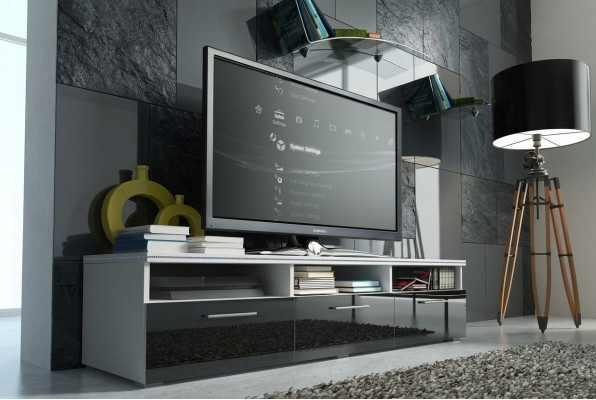 A stylish wooden TV cabinet for your living room in a modern style.