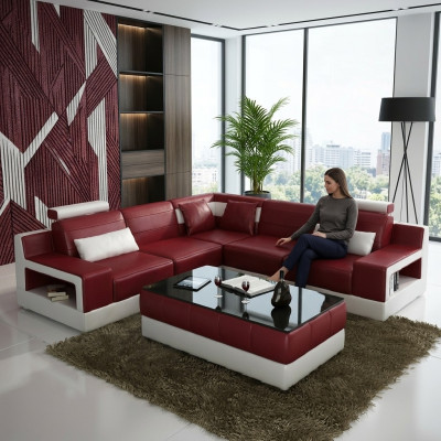 Leather sofa corner sofa design couch with bed function suite living landscape upholstery new