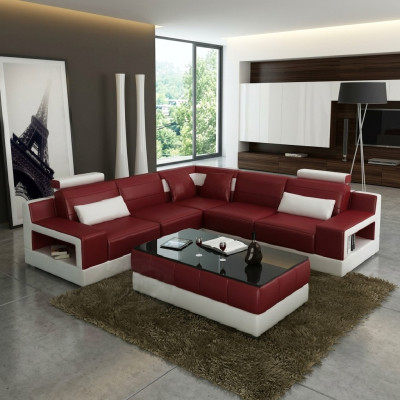 Leather sofa corner sofa design couch with bed function suite living landscape upholstery new