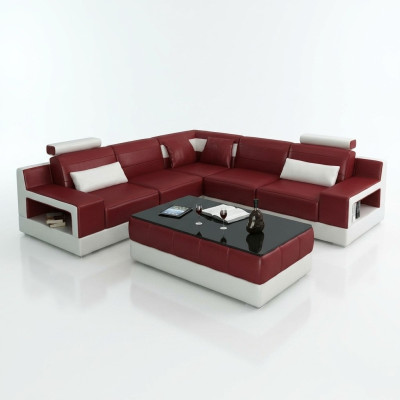 Leather sofa corner sofa design couch with bed function suite living landscape upholstery new