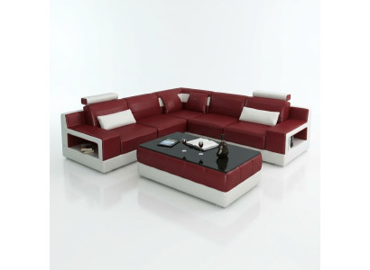 Leather sofa corner sofa design couch with bed function suite living landscape upholstery new