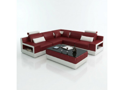 Leather sofa corner sofa design couch with bed function suite living landscape upholstery new