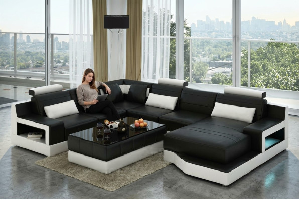 Leather sofa corner sofa design couch suite living landscape corner seating upholstery Ulm new