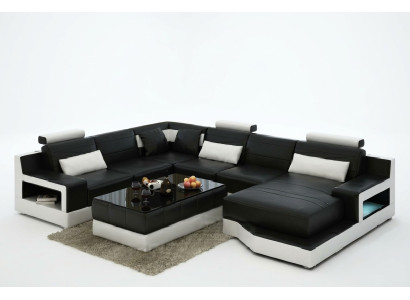Leather sofa corner sofa design couch suite living landscape corner seating upholstery Ulm new