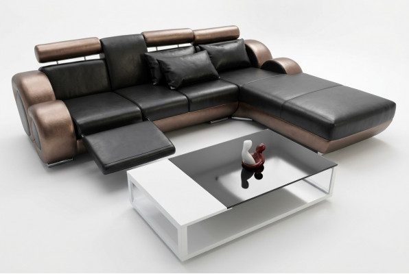Elegant designer corner couch Berlin II leather sofa corner sofa sofa couch