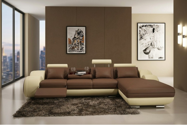 Sectional sofa living landscape couch leather sofa upholstery set corner - gray-white
