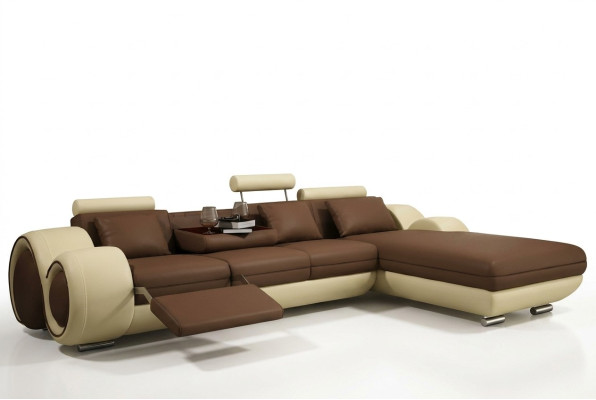 Sectional sofa living landscape couch leather sofa upholstery set corner - gray-white