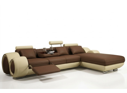 Sectional sofa living landscape couch leather sofa upholstery set corner - gray-white