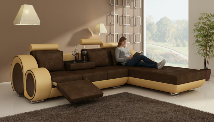 Corner sofa couch upholstered living landscape leather corner sofas suite new Madrid II
