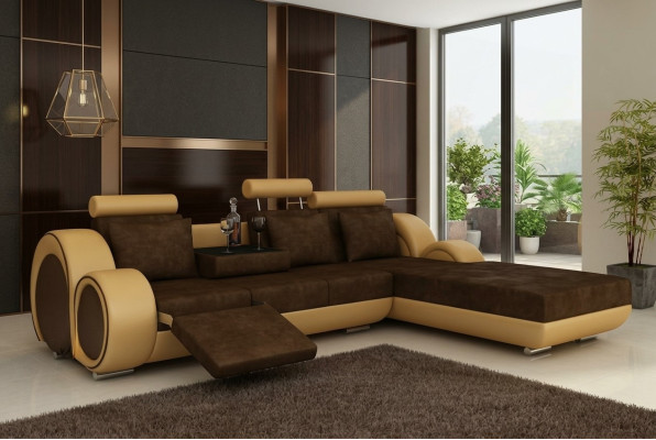 Corner sofa couch upholstered living landscape leather corner sofas suite new Madrid II