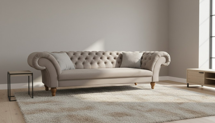 Chesterfield sofa couch fabric sofa set textile 3-seater new made in EU.