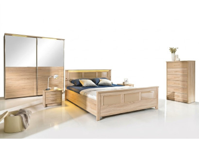 Bedroom wood suite set complete bed wardrobe dresser nightstand Cremona2