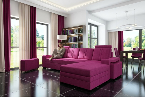 Sectional sofa fabric textile leather upholstery sofas couch set living landscape FRANCO L