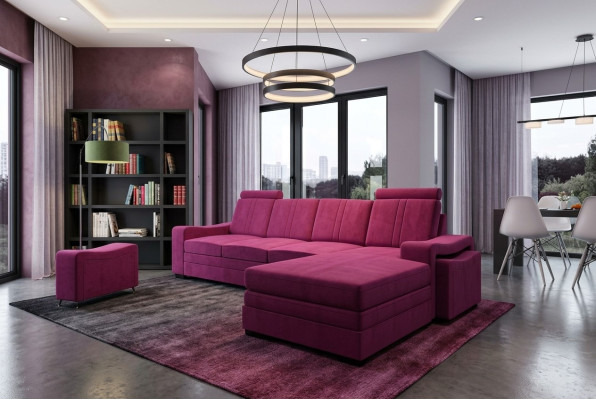 Sectional sofa fabric textile leather upholstery sofas couch set living landscape FRANCO L