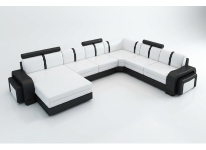Designer living room landscape sofa, upholstered leather sofa, corner sofa, couch, leather suite NEW