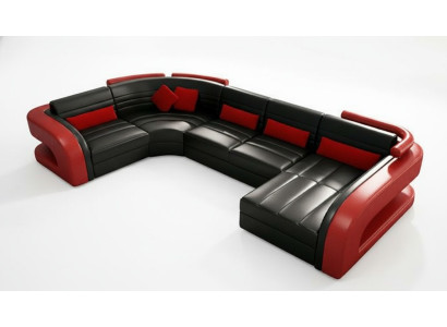Leather sofa living area couch set upholstered corner sectional sofa U-shape Bergamo