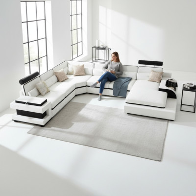 Leather sofa couch living landscape corner sofa corner suite decor design modern