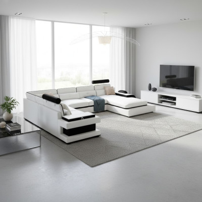 Leather sofa couch living landscape corner sofa corner suite decor design modern