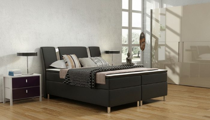 Box spring bed hotel beds upholstered leather bed incl. mattress & visco leather bed