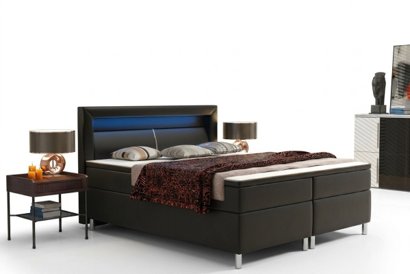 Box spring bed, box hotel bed with visco & mattress, leather bed, double bed