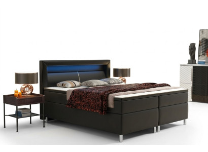 Box spring bed, box hotel bed with visco & mattress, leather bed, double bed