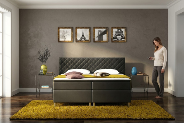 Boxspring bed Box Hotel bed with visco & mattress leather bed beds double bed K3
