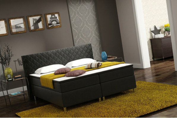 Boxspring bed Box Hotel bed with visco & mattress leather bed beds double bed K3
