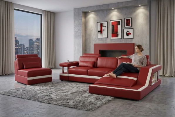 LEATHER SOFA XXL LEATHER SUITE CORNER SOFA UPHOLSTERY LIVING ROOM SUITE L SHAPE HH4