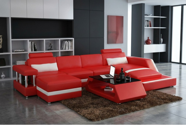Designer sectional sofa living area large modern leather sofa couch Hamburg III