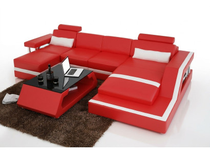 Designer sectional sofa living area large modern leather sofa couch Hamburg III