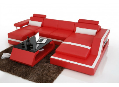 Designer sectional sofa living area large modern leather sofa couch Hamburg III