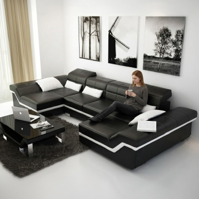 Big couch leather set upholstery new leather sofa XXL corner sofa living landscape
