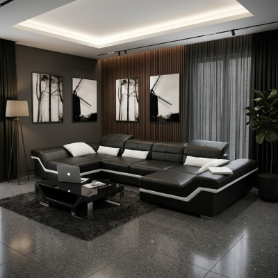 Big couch leather set upholstery new leather sofa XXL corner sofa living landscape
