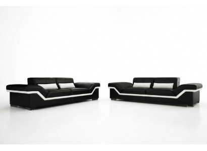 LEATHER SOFA BIG SOFA 3+3 DESIGN SOFA UPHOLSTERED LEATHER SET COUCH SOFA SET NEW