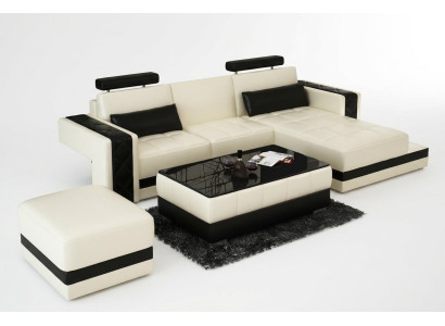 Leather sofa couch living landscape corner sofa corner decor suite design modern