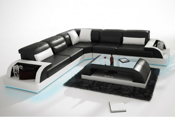 Leather sofa couch living landscape corner sofa corner modern decor suite design