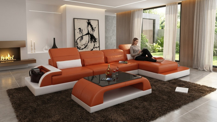 Leather sofa couch living landscape corner sofa corner set design modern sofa L6012C