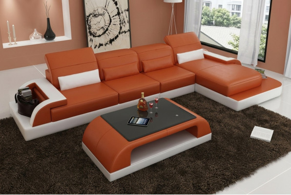 Leather sofa couch living landscape corner sofa corner set design modern sofa L6012C