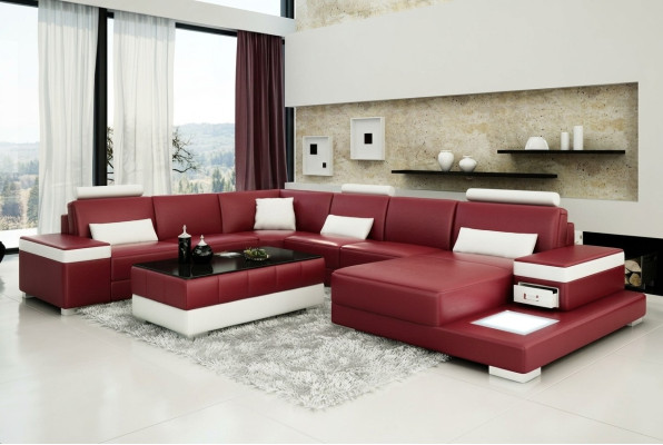 Leather Sofa Couch Living Landscape Corner Sofa Corner Unit Design Modern New Sofa L6013